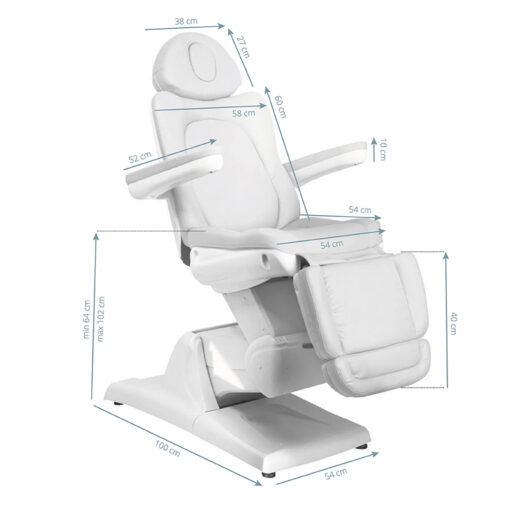 Fotel kosmetyczny elektr. Azzurro 870 3 siln. biały