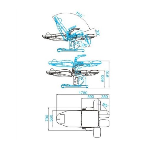 Fotel podologiczny elektr. Azzurro 709A 3 siln. szary