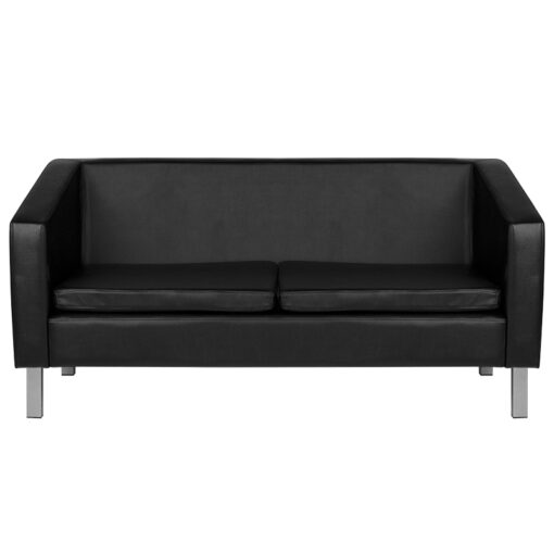 Sofa do poczekalni BM18003 czarna – trzyosobowa kanapa z ekoskóry do salonu i recepcji