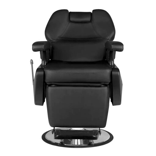 Hair System fotel barberski New York czarny – fotel do barber shopu z odchylanym oparciem i podnóżkiem