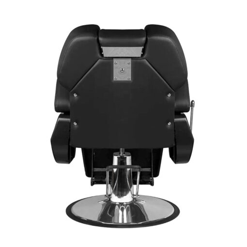 Hair System fotel barberski New York czarny – fotel do barber shopu z odchylanym oparciem i podnóżkiem
