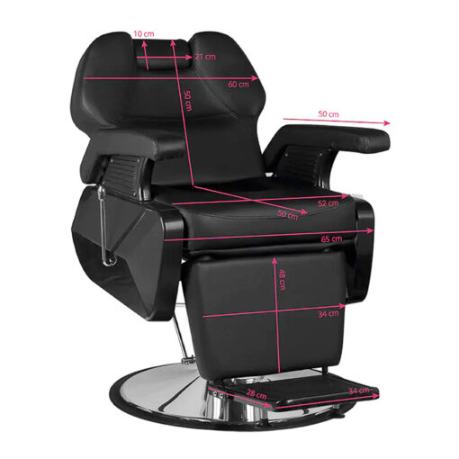 Hair System fotel barberski New York czarny – fotel do barber shopu z odchylanym oparciem i podnóżkiem