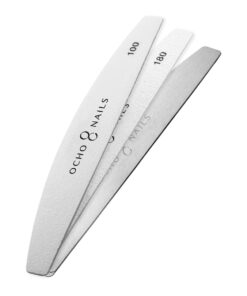 Ocho Nails pilnik półksiężyc metalowy rdzeń + papierki 100/180 20 szt.