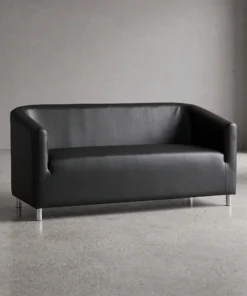 Sofa do poczekalni M021 czarna – trzyosobowa kanapa z ekoskóry do salonu i recepcji