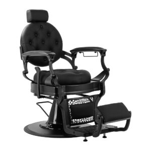 Gabbiano Fotel barberski Niccolo czarny z czarną ramą